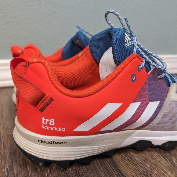 Adidas Kanadia 8 TR tail training running sneakers NEAR NEW white blue orange 10 - Picture 8 of 8